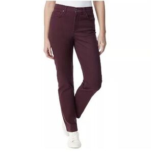 Gloria Vanderbilt Amanda Jeans Size 14 burgundy Slimming Tapered Leg stretch